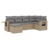 vidaXL 6-delige Loungeset met kussens poly rattan beige