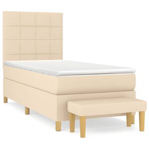 vidaXL Boxspring met matras stof cr&egrave;mekleurig 90x190 cm