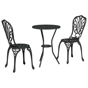 vidaXL Tuin Bistro Set 3 st Zwart Aluminium