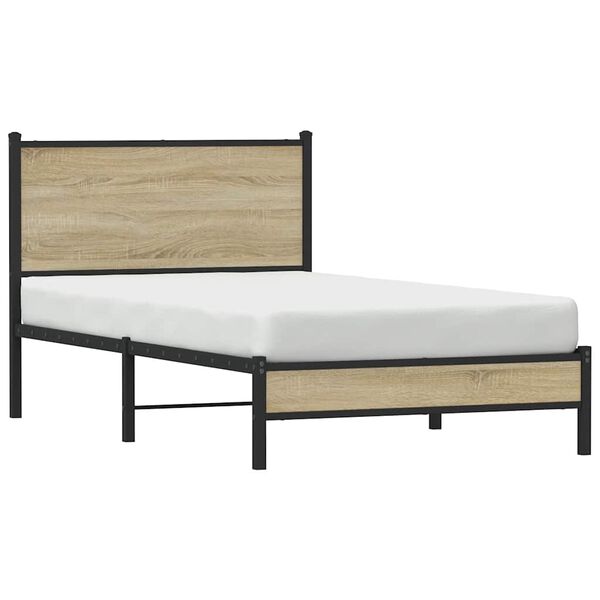 vidaXL Bedframe zonder matras metaal sonoma eikenkleurig 107x203 cm