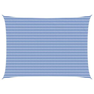 vidaXL Zonneschaduwzeil 5 x 7 m HDPE Rechthoekig Blauw en Wit