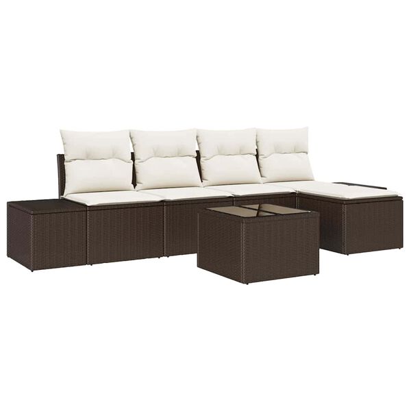 vidaXL Tuin Sofa Set met kussen 5 pcs Bruin en Cr&egrave;me poly rattan