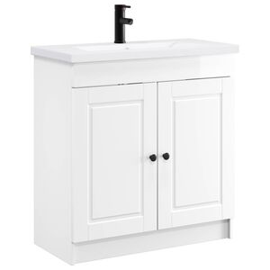 vidaXL Badkamermeubelset Hoogglans Wit 56 x 37,5 x 81 cm Bewerkt hout