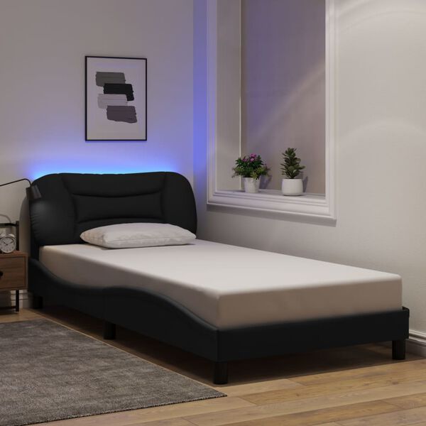 vidaXL Bedframe met LED zonder matras "Hvar" 100x200 cm stof zwart