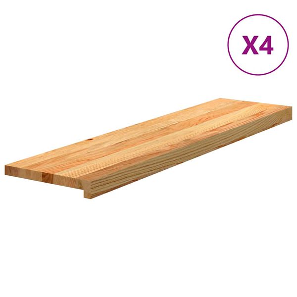 vidaXL Traptreden 4 st 100x30x2 cm massief eikenhout lichtbruin