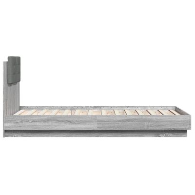 vidaXL Bedframe met hoofdbord en LED grijs sonoma eikenkleur 75x190 cm