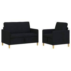 vidaXL Bankenset met opbergruimte 2 pcs Zwart Polyester