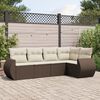 vidaXL 5-delige Loungeset met kussens poly rattan bruin