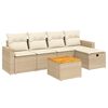 vidaXL 6-delige Loungeset met kussens poly rattan beige
