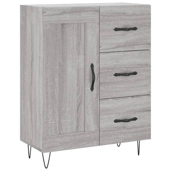 vidaXL Dressoir 69,5x34x90 cm bewerkt hout grijs sonoma eikenkleurig