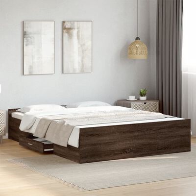 vidaXL Bedframe met lades bewerkt hout bruin eikenkleur 140x200 cm