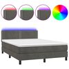 vidaXL Boxspring met matras en LED fluweel donkergrijs 140x190 cm