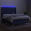 vidaXL Boxspring met matras en LED stof blauw 140x200 cm