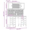 vidaXL Werk Cabinet met lade met opslag 7 pcs Zwart 150 x 55 x 200 cm