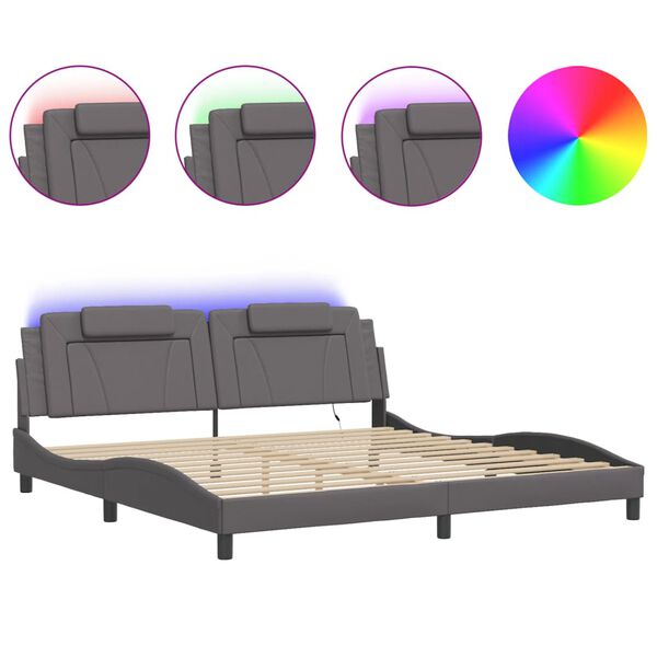 vidaXL Bedframe "Viana" met LED zonder matras grijs 200x200 cm
