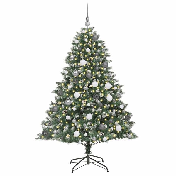 vidaXL Kunstkerstboom met 300 LED Groen 180 cm PVC en Plastic en Staal