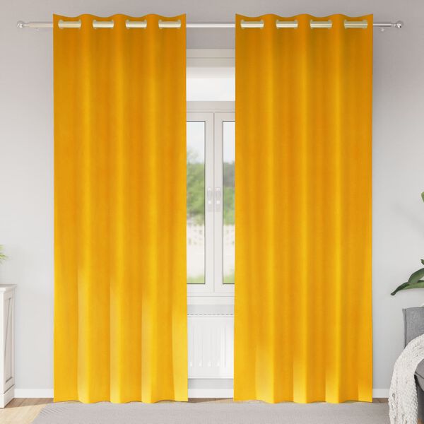 vidaXL Verduisterende gordijnen 2 pcs Mosterdgeel 140 x 245 cm Fluweel