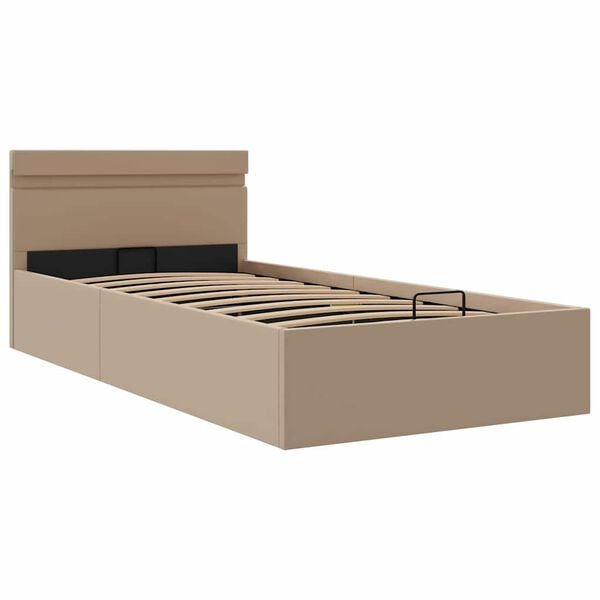 vidaXL Bedframe met opslag en LED kunstleer cappuccino 100x200 cm