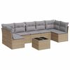 vidaXL 8-delige Loungeset met kussens poly rattan beige