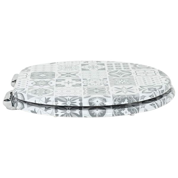 vidaXL Toiletbril 2 pcs Blauw en Wit Porselein 44 x 38 cm MDF-plaat