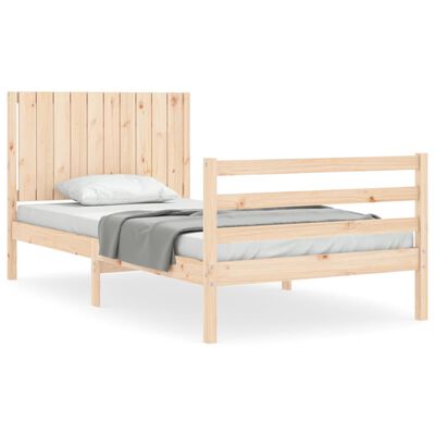 vidaXL Bedframe met hoofdbord massief hout 100x200 cm