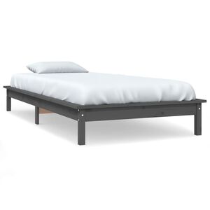 vidaXL Bedframe massief grenenhout grijs 90x190 cm