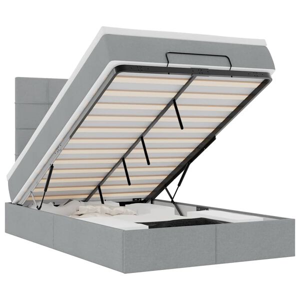 vidaXL Ottoman bed met matras en LED's 120x190 cm stof lichtgrijs