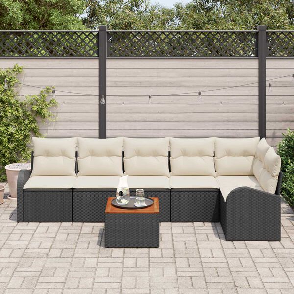 vidaXL Tuin Sofa Set 7 pcs Zwart en wit