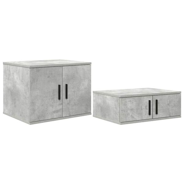 vidaXL Opbergkast 2 pcs Beton Grijs 127 x 41 x 40 cm Bewerkt hout
