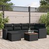 vidaXL 7-delige Loungeset met kussens poly rattan zwart