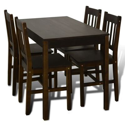 vidaXL Eettafel met 4 stoelen hout bruin