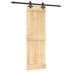 vidaXL Schuifdeur Naturel en Zwart 70 x 210 cm Massief Grenenhout