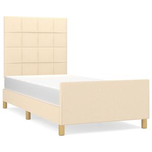 vidaXL Bedframe zonder matras 90x190 cm stof cr&egrave;mekleurig