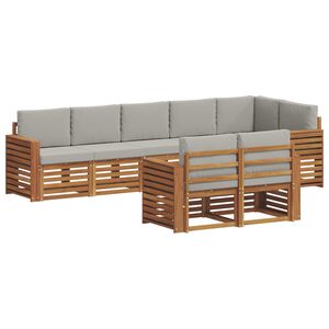 vidaXL Buiten bankenset 8 st Natuurlijk en Lichtgrijs Polyester