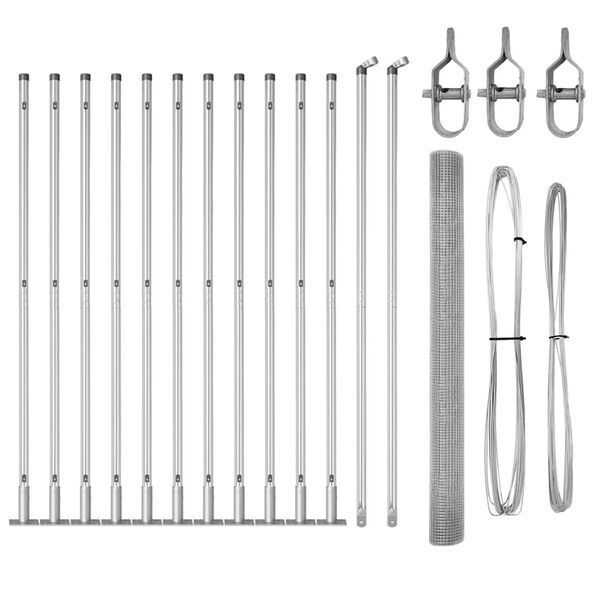 vidaXL Afrasteringspaal Zilver 25 x 1,4 m (19 x 19 mm gaas) Staal