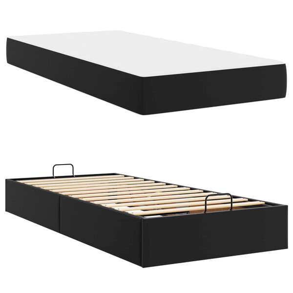 vidaXL Bedframe met matras met matras 2 pcs Zwart PVC
