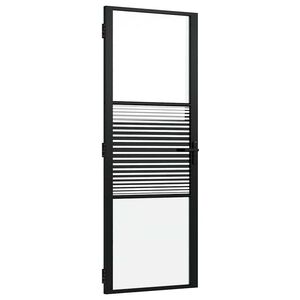 vidaXL Glazen deur Gestreept Zwart 76 x 3,5 x 201,5 cm Aluminium
