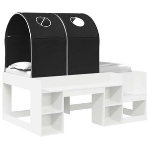vidaXL Bed met Tunnel met plank 3 st Wit en zwart Bewerkt hout