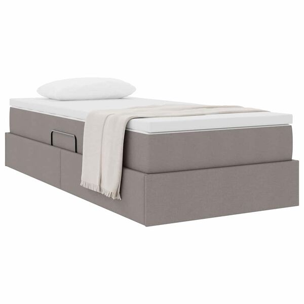 vidaXL Opslag bed met matras met matras Taupe 90 x 200 cm Polyester