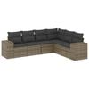 vidaXL 6-delige Loungeset met kussens poly rattan grijs