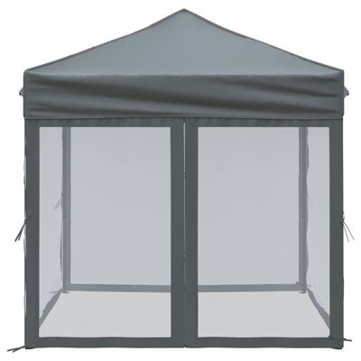 vidaXL Partytent inklapbaar met zijwanden 2x2 m antracietkleurig