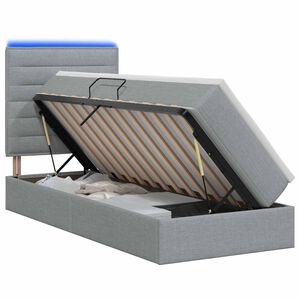 vidaXL LED Opslagbed met Matras Lichtgrijs 100 x 200 cm Stof