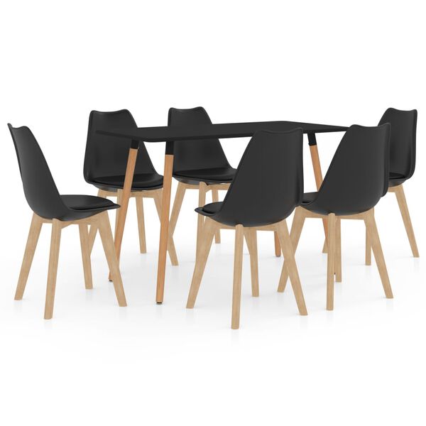 vidaXL 7-delige Eethoek zwart