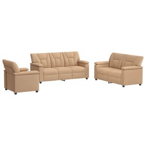 vidaXL Bankstel 3 pcs Cappuccino Kunstleer