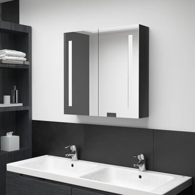 vidaXL Badkamerkast met spiegel en LED 62x14x60 cm glanzend zwart