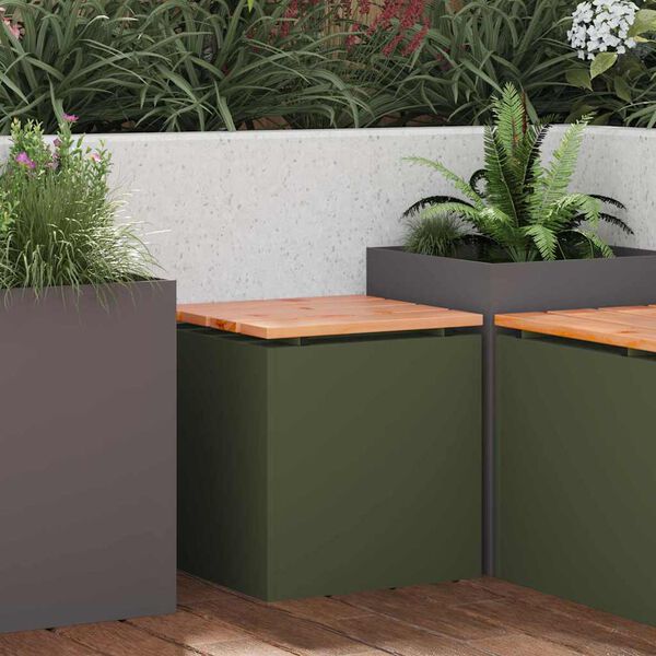 vidaXL Tuinbank Olijfgroen 40 x 40 x 43 cm Staal