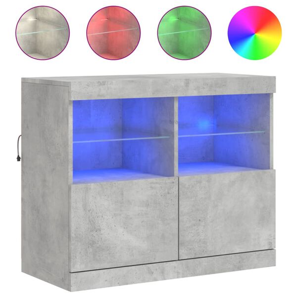 vidaXL Dressoir met LED-verlichting 81x37x67 cm betongrijs