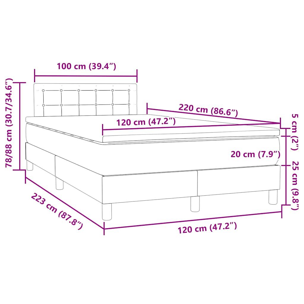 vidaXL Boxspring met matras fluweel donkergroen 120x220 cm
