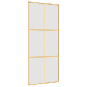 vidaXL Schuifdeur 90x205 cm mat ESG-glas en aluminium goudkleurig