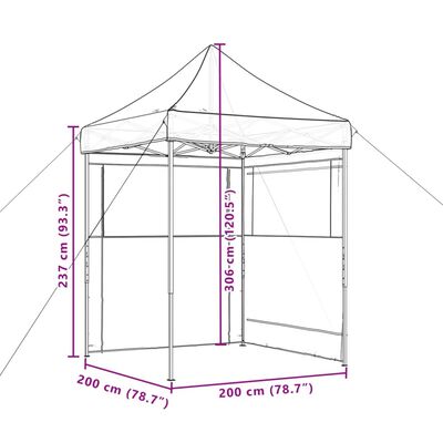 vidaXL Partytent inklapbaar pop-up met 2 zijwanden bruin